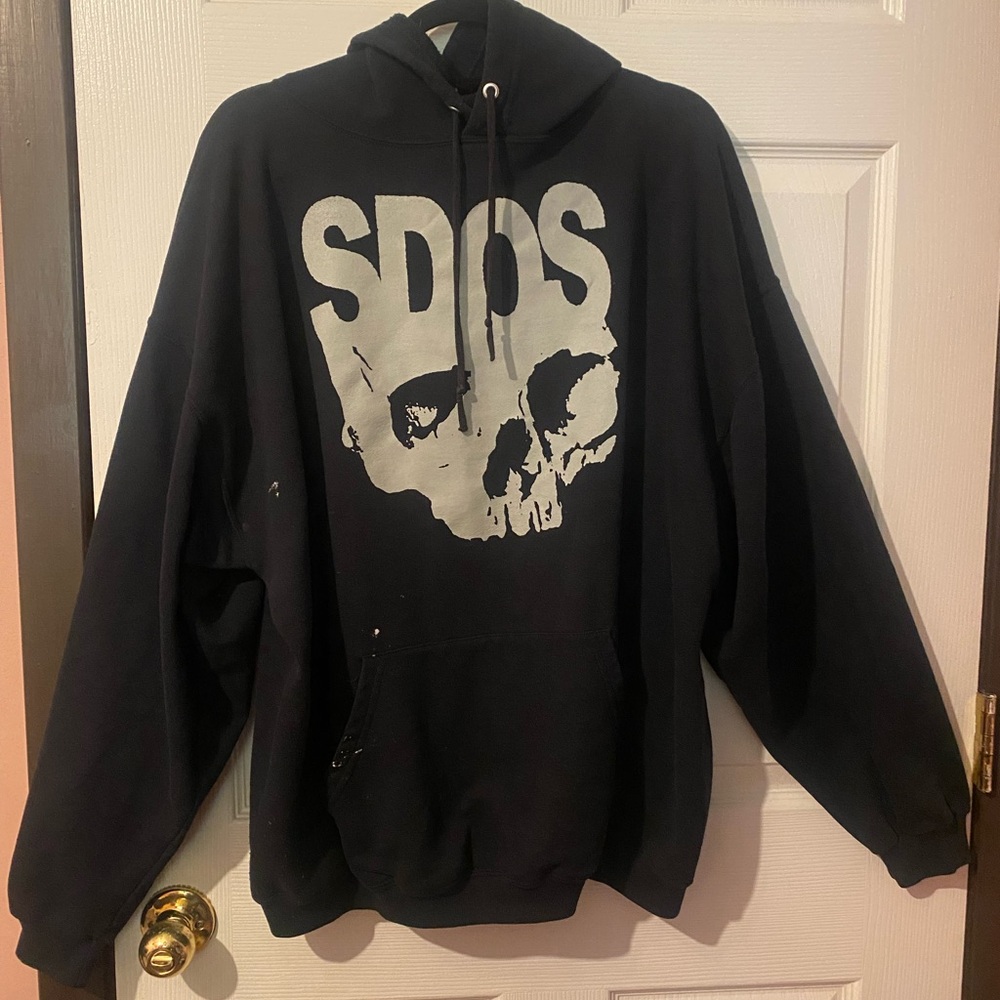 Vintage SEVEN DAYS OF SAMSARA  Men’s Black Hoodie with Skull Design